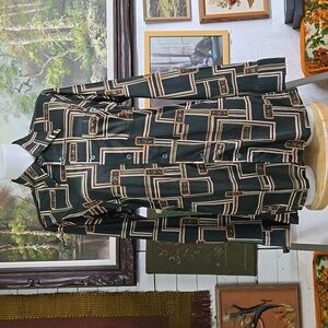 Vintage 70s Button Up Dagger Collar Disco Shirt Retro 1970 Supergraphic Abstract